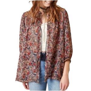 Gimmicks Buckle Embroidered Top Floral Bohemian Open Kimono Cross Stitch S